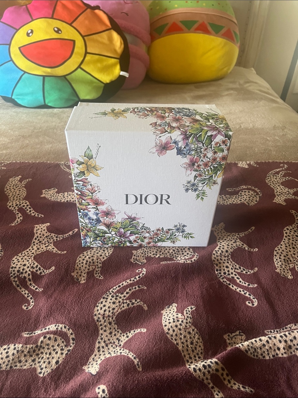 Dior Floral Accent  Box — White with Multicolor Bloom